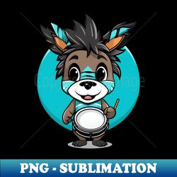 Chibi Donkey Playing Drum - High-Resolution PNG Sublimation File - Capture Imagination with Every Detail