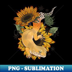 Leopard Gecko with Sunflowers - Exclusive Sublimation Digital File - Vibrant and Eye-Catching Typography