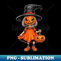 funny pumpkin girl cartoon - Special Edition Sublimation PNG File - Perfect for Personalization