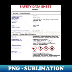 HUMAN DATA SHEET - Sublimation-Ready PNG File - Fashionable and Fearless