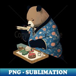 Bear Eating Sushi - Decorative Sublimation PNG File - Create with Confidence