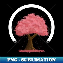 Simple Cherry Blossom Tree With Falling Leaves - Unique Sublimation PNG Download - Create with Confidence