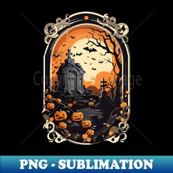 Spooky orange graveyard - PNG Transparent Digital Download File for Sublimation - Perfect for Sublimation Mastery