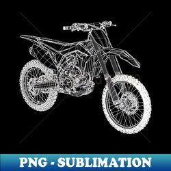 White CRF250R Motorcycles Blueprint Sketch Art - Unique Sublimation PNG Download - Unlock Vibrant Sublimation Designs