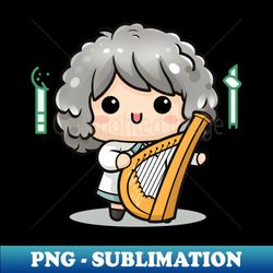 Chibi Sheep Holding Harp - PNG Sublimation Digital Download - Instantly Transform Your Sublimation Projects