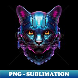 Midnight Mech - The Black Cyborg Cat - Exclusive Sublimation Digital File - Unlock Vibrant Sublimation Designs