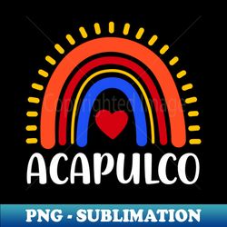 Acapulco Mexico Rainbow Heart Gift - Creative Sublimation PNG Download - Create with Confidence