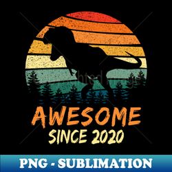 3 Years Old Boy Dinosaur T-rex Awesome Since 2020 Birthday - PNG Transparent Sublimation Design - Boost Your Success with this Inspirational PNG Download