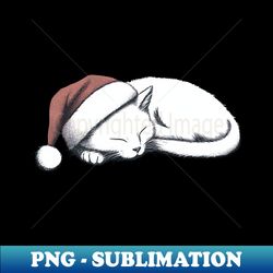 sleeping cat in santa hat - exclusive png sublimation download