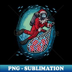 Christmas Scuba Diver Santa Claus - Retro PNG Sublimation Digital Download