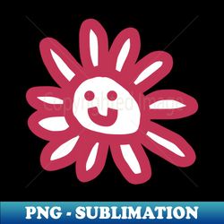 viva magenta daisy flower smiley face graphic - instant sublimation digital download