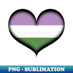 Large Vector Heart in Genderqueer Pride Flag Colors - Decorative Sublimation PNG File