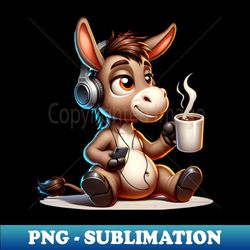 Donkey with Heaadphones Drinking Coffee - Professional Sublimation Digital Download