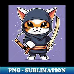 ninja kitten - Retro PNG Sublimation Digital Download