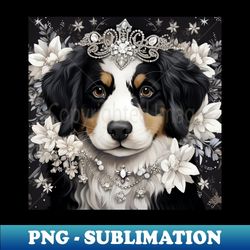Bernese with flowers - Retro PNG Sublimation Digital Download