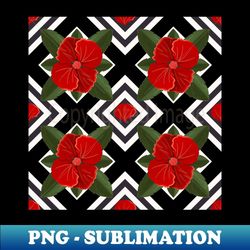 Hibiscus tropical floral geometric pattern - Trendy Sublimation Digital Download