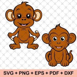 Baby Monkey Svg Jungle Animal Svg Monkey Svg Cute Monkey Svg Animal Svg Sweet Baby Monkey Svg File