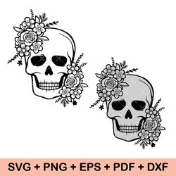 Skull SVG, Floral Skull Svg, Floral Skull Clipart, Floral Skull Cut Files , Skull Vector, Skull SVG Bundle