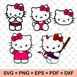 Hello Kitty Svg, Kawaii Kitty Svg Bundle, Cute Cat Svg, Kitty Svg, Kawaii Kitty Clipart, Kawaii Kitty Svg, Png Cut File