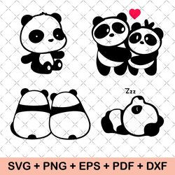 Panda Svg Bundle , Cute Panda SVG Bundle, Panda Bear Svg , Kawaii Panda Vector Clipart, Instant Download