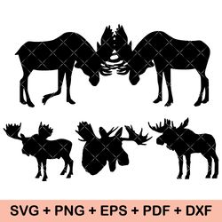MOOSE SVG Bundle, Moose Clipart, Moose Silhouette, Deer Svg, Moose Cut Files For Cricut, Moose Head, Hunting Svg, Animal