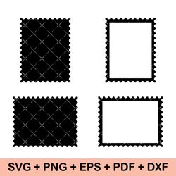 Postal Stamp Shape SVG Silhouette Pack - 24 Designs | Digital Download | Post Stamp PNG, Stamps Shape, Stamp Outline