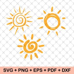 Sun SVG, Sun Cut File, Sun Clipart, Sunshine Svg, Summer Svg, Digital Download, Cricut, Silhouette, Glowforge