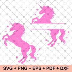 Unicorn SVG, Unicorn Split Monogram SVG, Unicorn vector, Unicorn Birthday Svg, Unicorn split name Silhouette, Unicorn