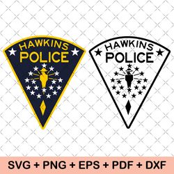 Hawkins Police Badge svg, Police Officer Badge svg, Cop Shield Law Enforcement Blank 2 Versions First Responder svg