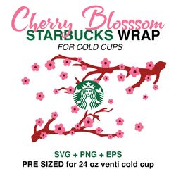 cherry blossom wrap svg, wrap svg, starbucks wrap svg, 24oz cold cup svg, venti cold cup svg, full wrap svg, wrap svg