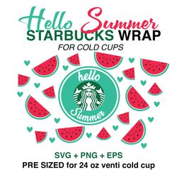 summer wrap svg, watermelon wrap svg, starbucks wrap svg, 24oz cold cup svg, venti cold cup svg, full wrap svg, wrap svg
