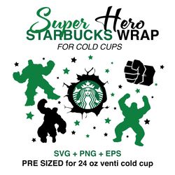 hulk wrap svg, marvel wrap svg, starbucks wrap svg, 24oz cold cup svg, venti cold cup svg, full wrap svg, wrap svg