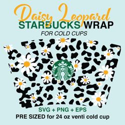 Leopard wrap svg, Daisy wrap svg, Starbucks wrap Svg, 24oz Cold Cup Svg, Venti Cold Cup Svg, Full Wrap Svg, Wrap Svg