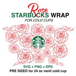 rose wrap svg, floral wrap svg, starbucks wrap svg, 24oz cold cup svg, venti cold cup svg, full wrap svg, wrap svg