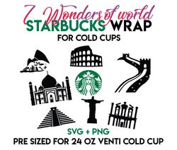 7 Wonders svg, pyramid wrap svg,Starbuckswrap Svg,24oz Cold Cup Svg,Venti Cold Cup Svg, Full Wrap Svg, Wrap Svg