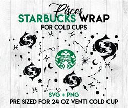 Pisces svg, Zodiac wrap svg, Starbucks wrap Svg, 24oz Cold Cup Svg, Venti Cold Cup Svg, Full Wrap Svg, Wrap Svg
