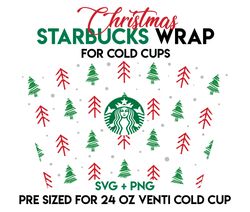 tree wrap svg, christmas wrap svg, starbucks wrap svg, 24oz cold cup svg, venti cold cup svg, full wrap svg,