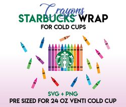 Crayons wrap svg, Kids Teacher wrap svg, Starbucks wrap Svg, 24oz Cold Cup Svg, Venti Cold Cup Svg, Full Wrap Svg,
