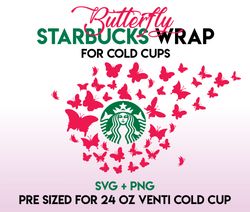 Butterfly wrap svg, Encircle wrap svg, Starbucks wrap Svg, 24oz Cold Cup Svg, Venti Cold Cup Svg, Full Wrap Svg,
