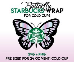 Butterfly Wrap svg, Floral wrap svg, Starbucks wrap Svg, 24oz Cold Cup Svg, Venti Cold Cup Svg, Full Wrap Svg, wrap svg