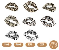 Leopard Print Lips SVG, Jaguar Print Pattern, Animal Print Lips, Leopard Print Cut File, Leopard Print T-Shirt Design