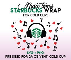 Music Tones Wrap svg, song wrap svg, Starbucks wrap Svg, 24oz Cold Cup Svg, Venti Cold Cup Svg, Full Wrap Svg, wrap svg