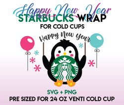 New Year Wrap svg, Penguin wrap svg, Starbucks wrap Svg, 24oz Cold Cup Svg, Venti Cold Cup Svg, Full Wrap Svg, wrap svg