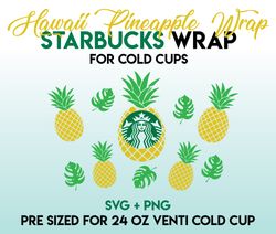 Pineapple Wrap svg, Summer wrap svg, Starbucks wrap Svg, 24oz Cold Cup Svg, Venti Cold Cup Svg, Full Wrap Svg, wrap svg