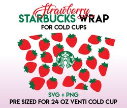 strawberry wrap svg, fruit wrap svg, starbucks wrap svg, 24oz cold cup svg, venti cold cup svg, full wrap svg, wrap svg