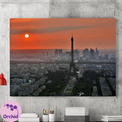 Eiffel Tower Canvas Wall Art Painting, Paris Sunrise Canvas Art, Paris Wall Art, Canvas Wall Decoration, Wall Art, Home