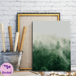 Foggy Forest Canvas Wall Art Painting, Large Forest Canvas Printing, Minimalist Poster Art, Wall Decoration, Forest Home