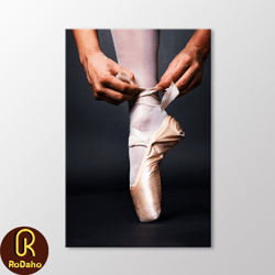 Ballerina Canvas Wall Art, Balle Shoe Art Print, Ballerina Slippers Painting, Dancer Themed Room, Big Girls Room Decor,