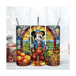Mickey Farm 20Oz Tumbler Stained Glass Sublimation Png