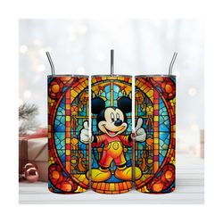 Mickey Mouse Figure Stained Glass 20oz Skinny Tumbler